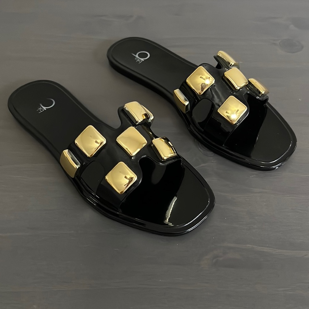 Black Sandals with Gold Details- Bakers- Size 6